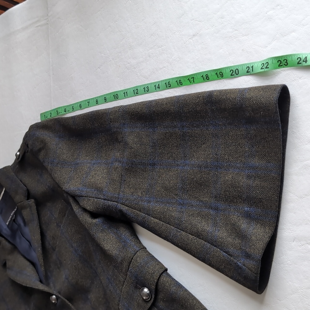 Banana Republic Blue & Green Plaid Wool Blend Flare Sleeve Blazer Sz 16 - Picture 5 of 11